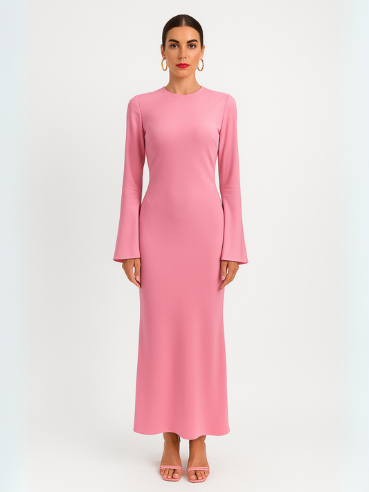 Slanke satijnen maxi jurk dames