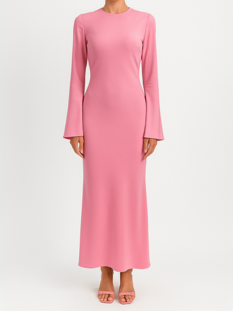 Slanke satijnen maxi jurk dames