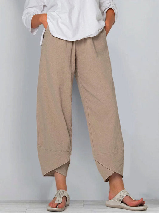 Luchtige Dames Zomerbroek met Hoge Taille en Losvallende Pasvorm