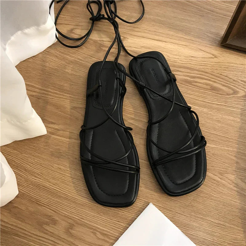 Vetersandalen met Vierkante Neus – Plat en Stijlvol