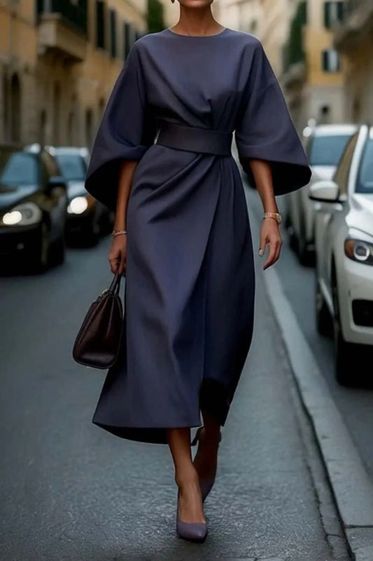 Elegante Midi Jurk met Wijde Mouwen – Chique & Comfortabel