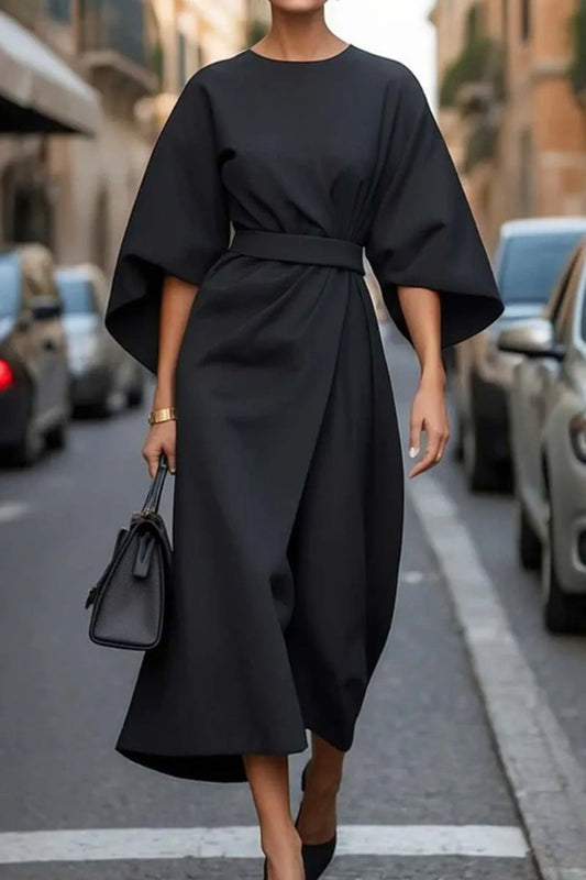 Elegante Midi Jurk met Wijde Mouwen – Chique & Comfortabel