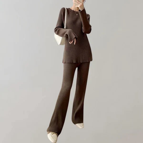 Geribde dames set met stretch