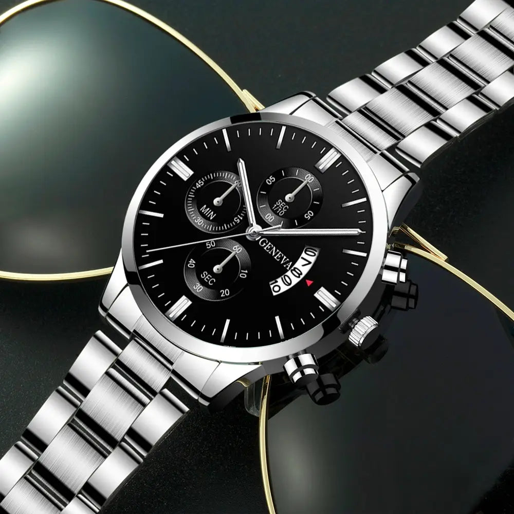 Luxe Herenhorloge - Zilveren Stainless Steel Quartz met Kalenderfunctie-Novormo