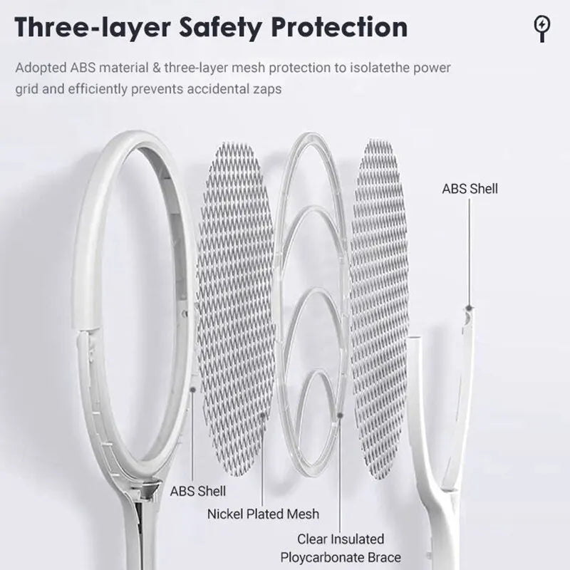 5-in-1 Elektrisch Muggenracket - Snellader & Veilig-Novormo