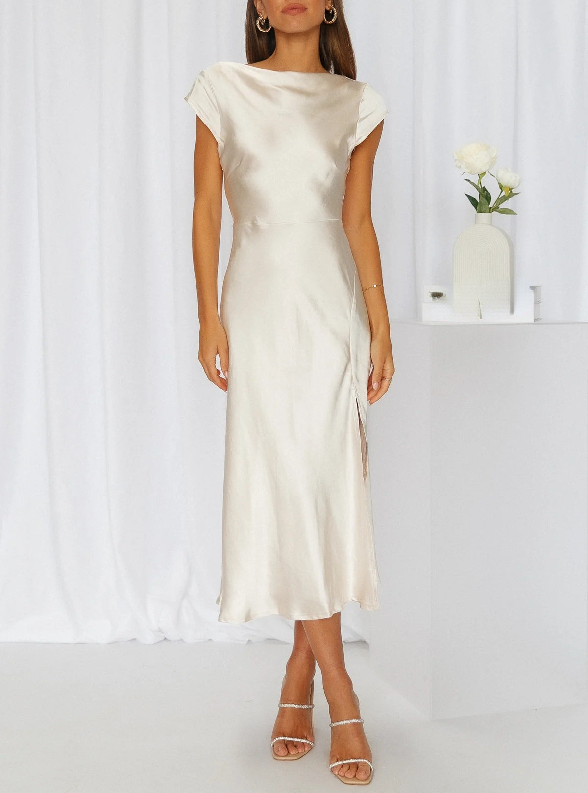 Elegante Zijde-look Jurk voor Bruiloften en Avonden Uit