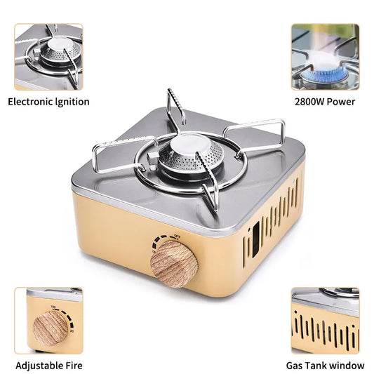 Draagbare Camping Gaskooktoestel - 2800W Vuurvermogen voor Outdoor & Picknicks-Novormo