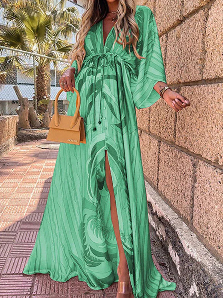 Zomerjurk Dames – Lichte Strandjurk met Split en Taillekoord