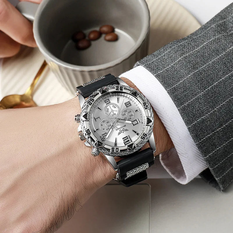 Stijlvol Heren Quartz Horloge - Luxe Stalen & Siliconen Band, Shockbestendig-Novormo