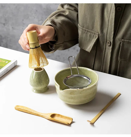 Matcha complete Theeset 6-delig – Kom, Bamboe Klopper, Lepel & Accessoires