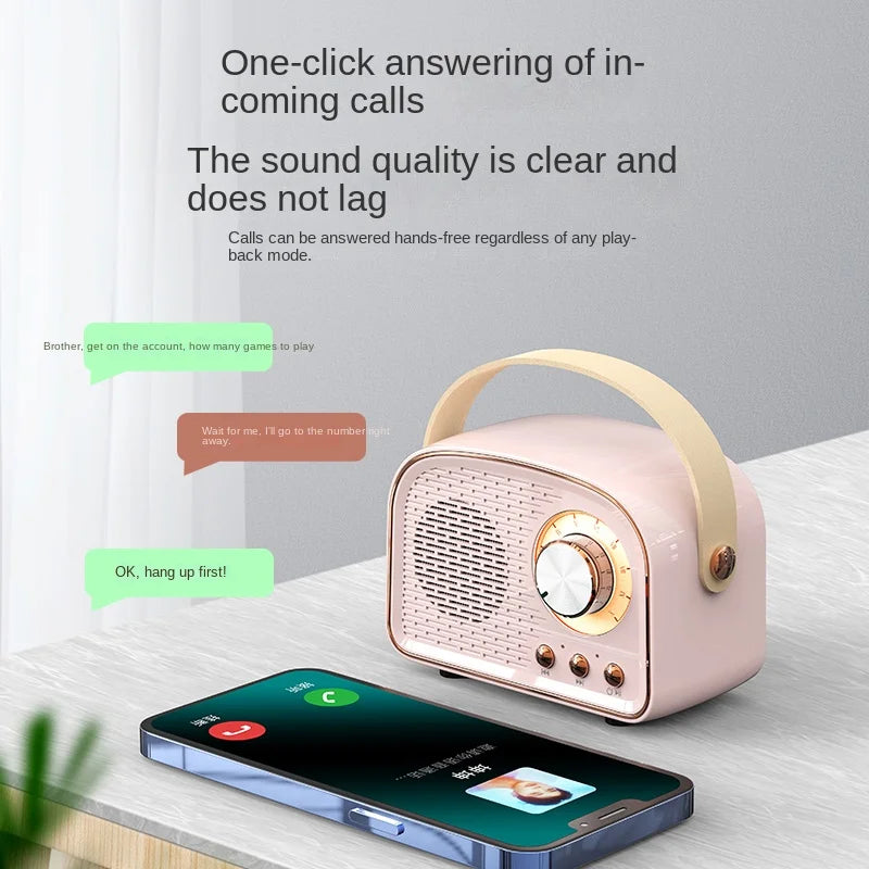 Retro Mini Bluetooth Speaker - Draagbaar met Klassieke Stereo-Novormo
