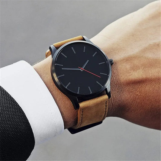 Sportief Herenhorloge - Grote Wijzerplaat, PU Leren Band & Quartz Beweging-Novormo