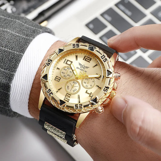 Stijlvol Heren Quartz Horloge - Luxe Stalen & Siliconen Band, Shockbestendig-Novormo