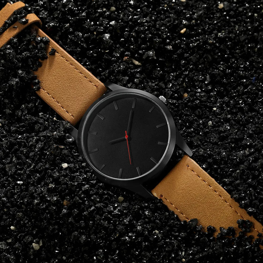 Sportief Herenhorloge - Grote Wijzerplaat, PU Leren Band & Quartz Beweging-Novormo