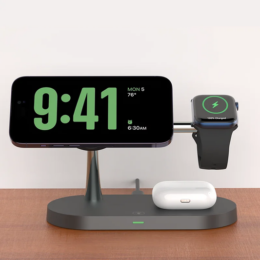 3-in-1 Draadloos Oplaadstation - iPhone, Apple Watch & AirPods Snellader-Novormo