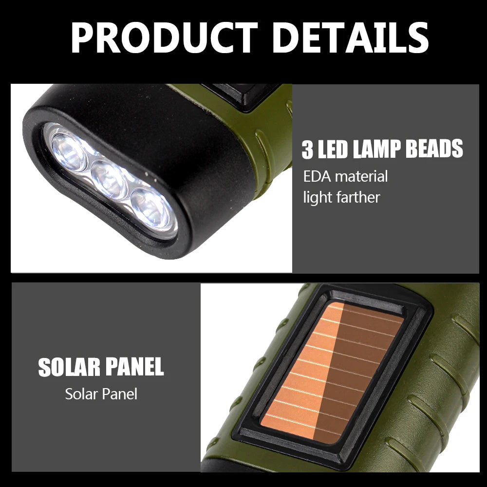 Duurzame LED Zaklamp met Hand Crank - Oplaadbaar, Schokbestendig & Waterdicht-Novormo