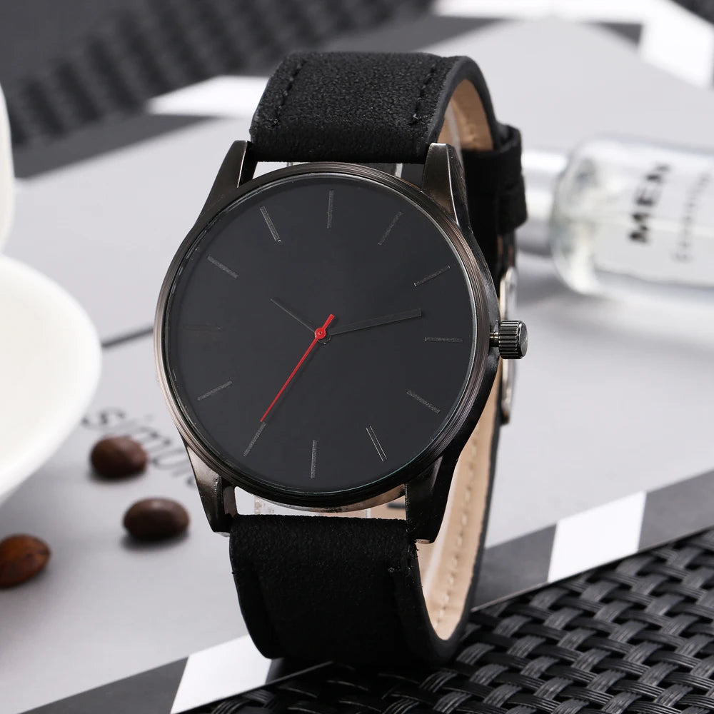 Sportief Herenhorloge - Grote Wijzerplaat, PU Leren Band & Quartz Beweging-Novormo