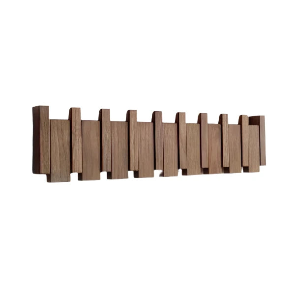 Design Kapstok van Hout met Magnetische Haken in Pianotoetsstijl