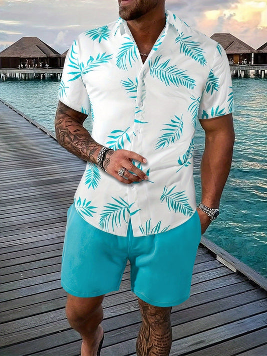 Zomerset Heren – Tropisch Shirt met Effen Short