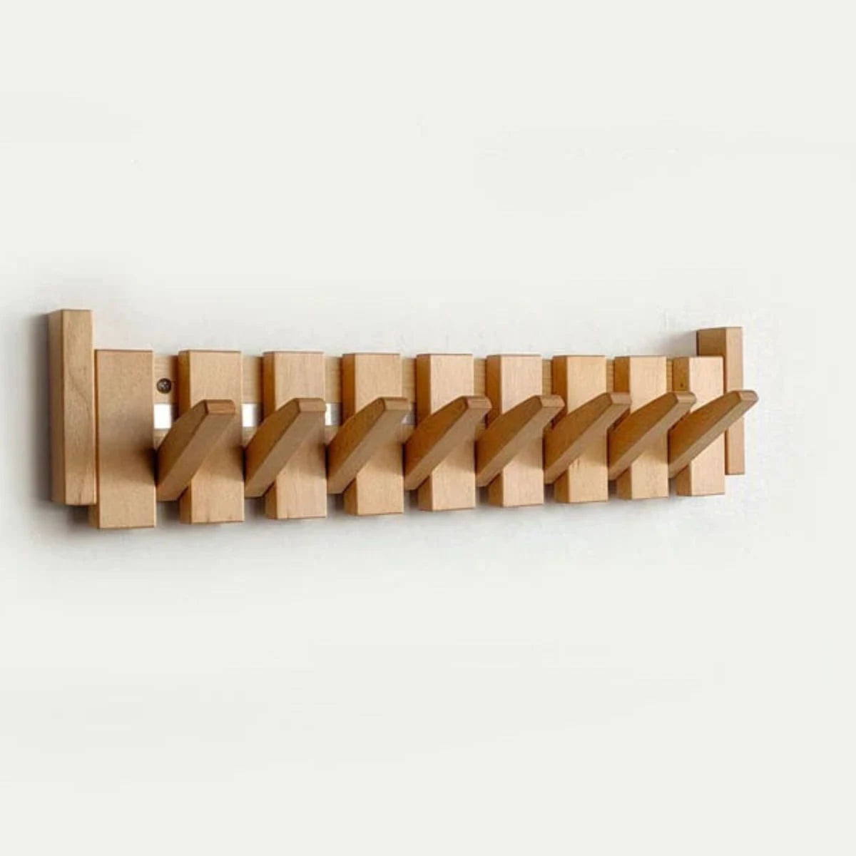 Design Kapstok van Hout met Magnetische Haken in Pianotoetsstijl