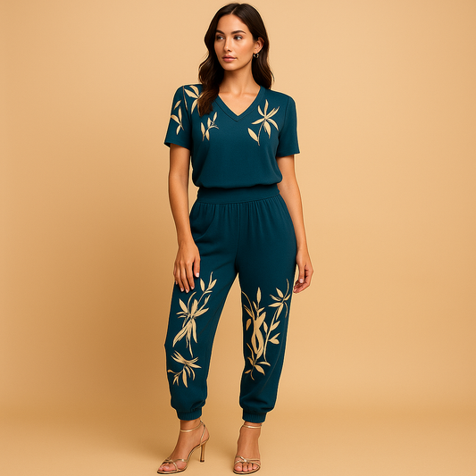 Dames set met bloemenprint – top en broek