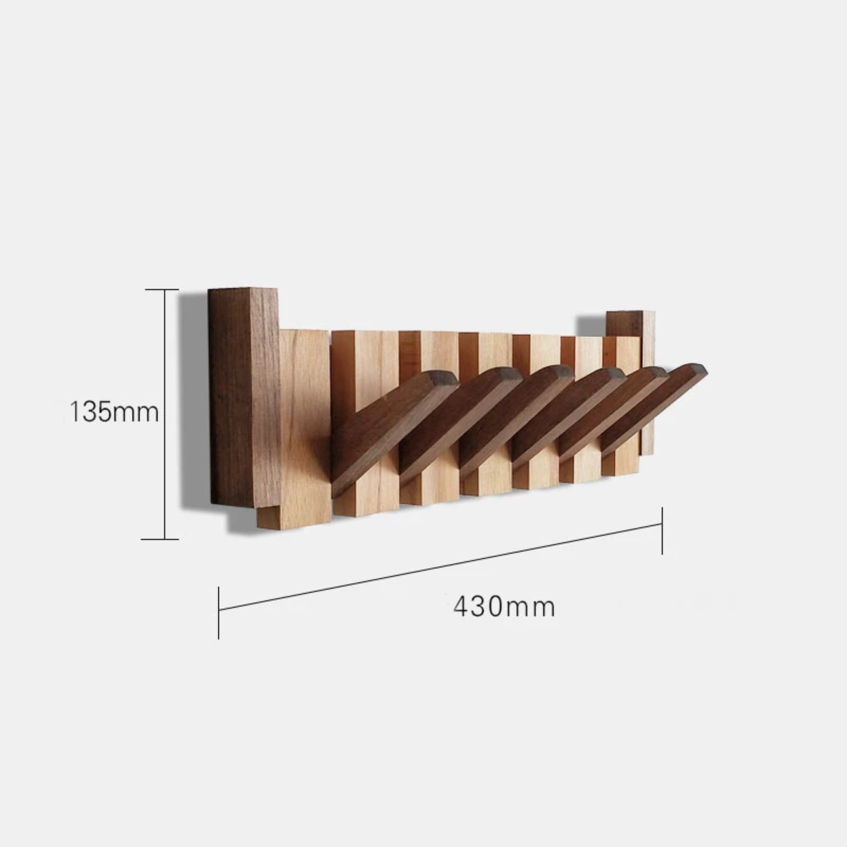 Design Kapstok van Hout met Magnetische Haken in Pianotoetsstijl