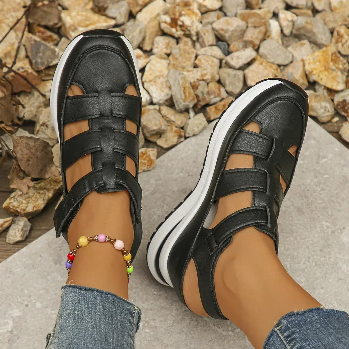 Sportieve Damesplateausandalen met Verhoogde Zool en Comfortfit