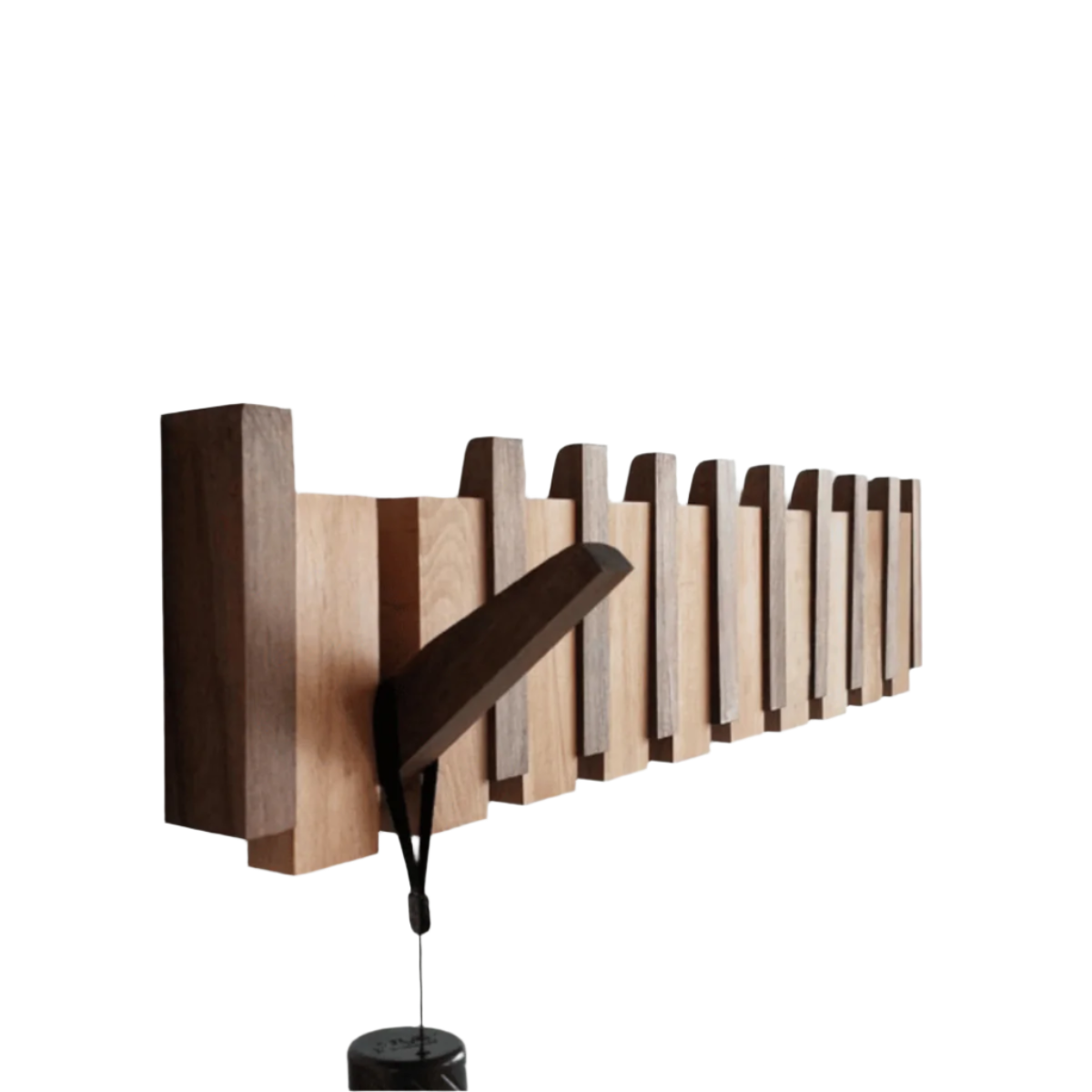 Design Kapstok van Hout met Magnetische Haken in Pianotoetsstijl