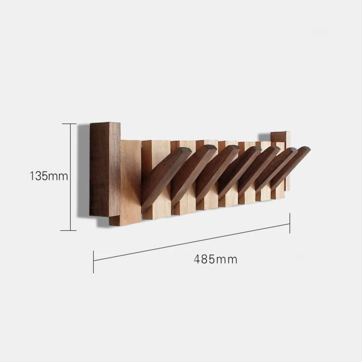 Design Kapstok van Hout met Magnetische Haken in Pianotoetsstijl