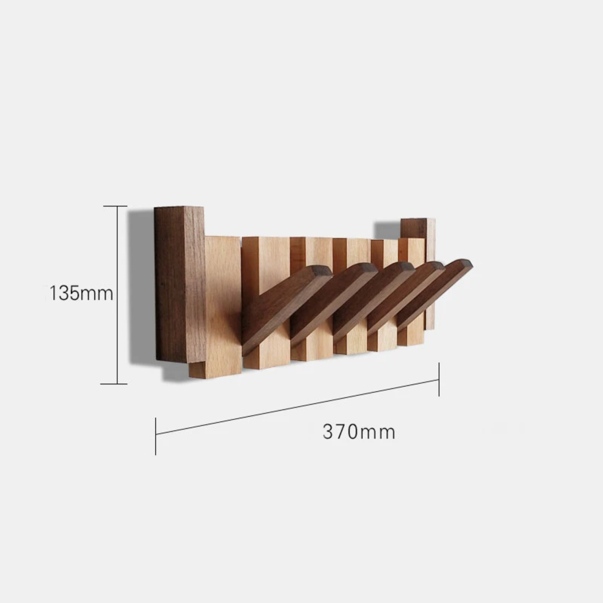 Design Kapstok van Hout met Magnetische Haken in Pianotoetsstijl
