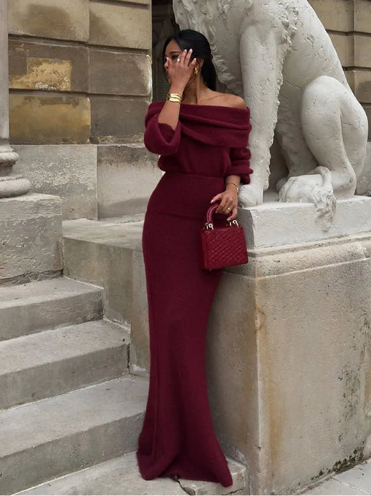Gebreide Maxi Zomerjurk Dames – Eén Schouder & Elegante Pasvorm