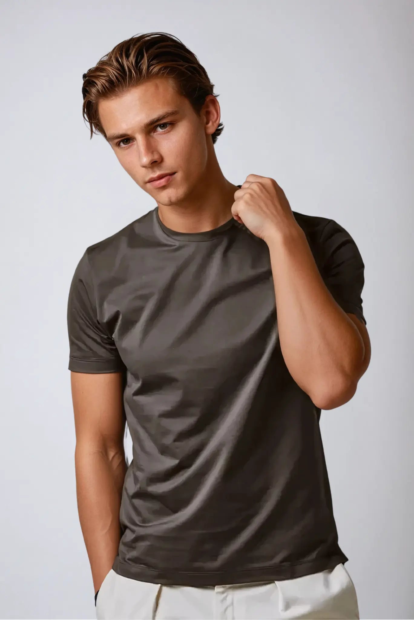 Donkerbruin heren T-shirt van Supima katoen