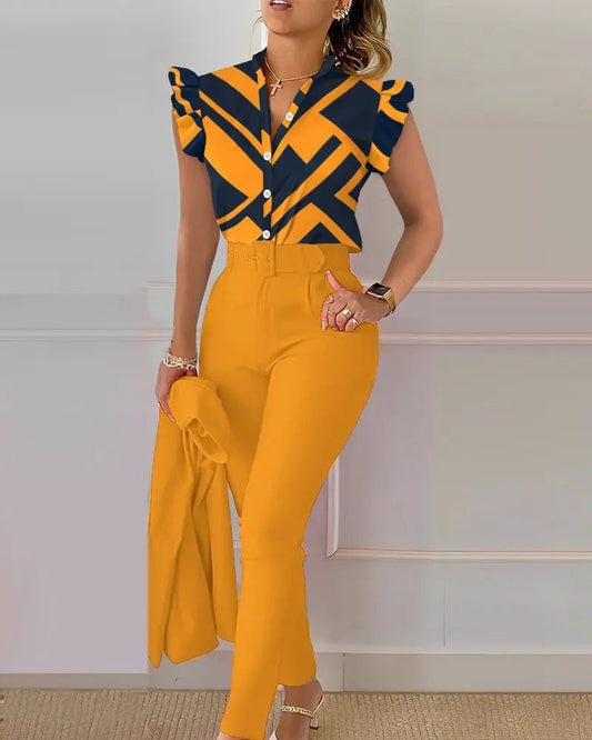 Tweedelige dames set met ruffles
