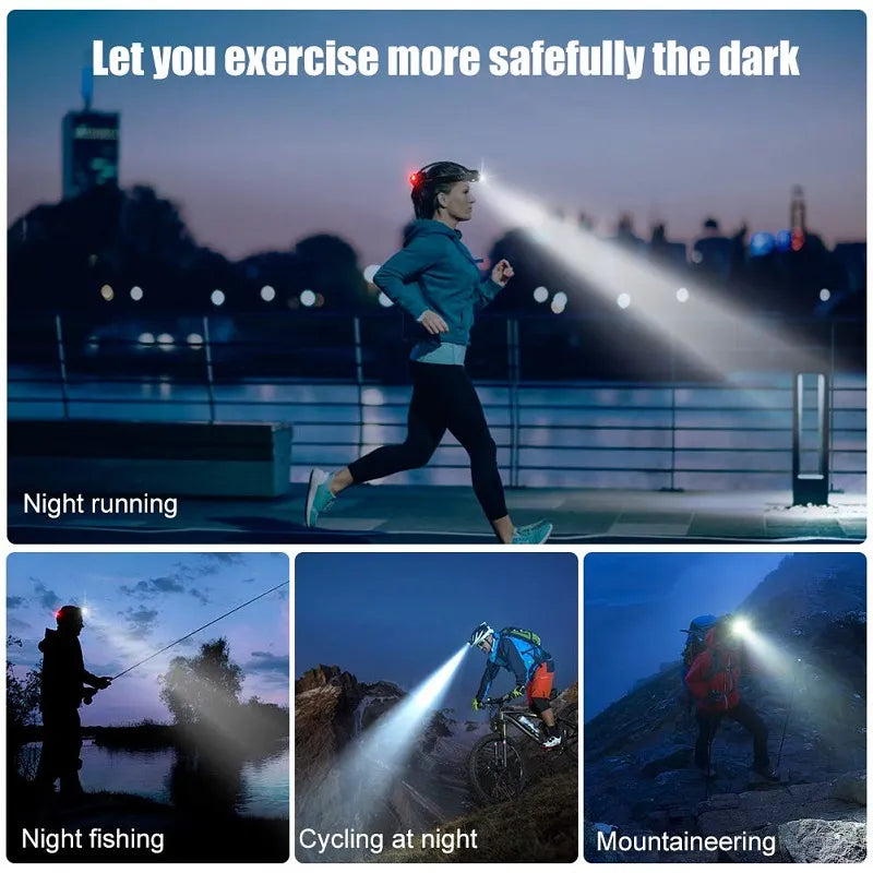 LED Hoofdlamp Dames & Heren – Oplaadbaar, Waterdicht & Extra Fel Licht