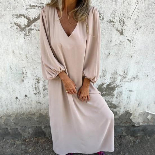 Zomerse Maxi Jurk met Ballonmouwen en V-Hals