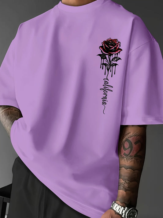 Heren T-shirt met rozenprint – luchtig en stijlvol voor de zomer