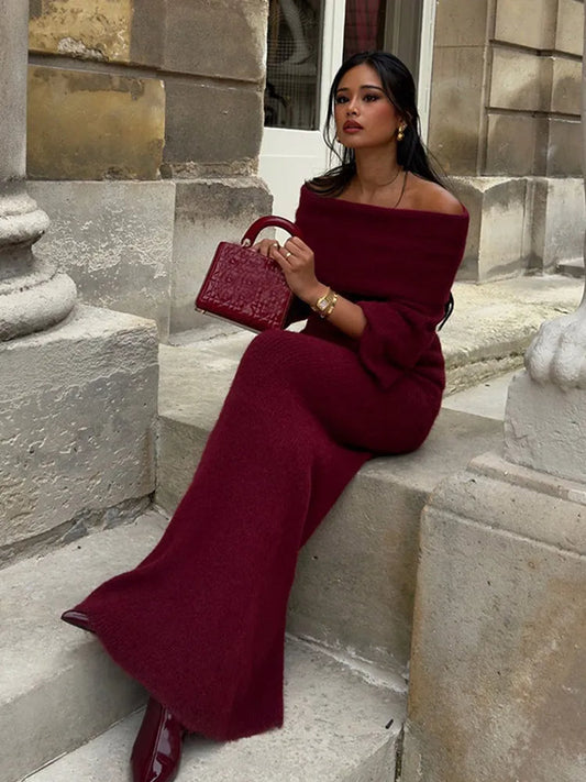Gebreide Maxi Zomerjurk Dames – Eén Schouder & Elegante Pasvorm